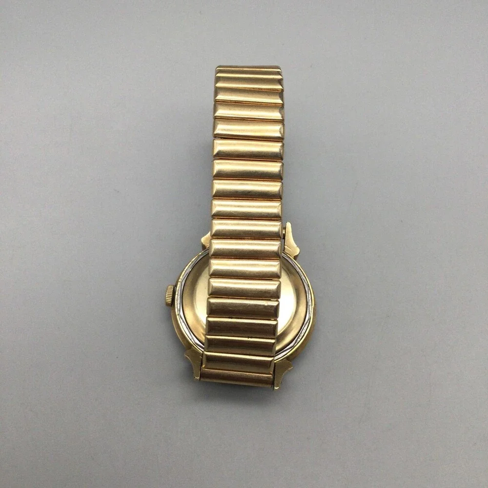 Vintage Elgin 607 Automatic Mens Watch 34mm 10K Gold Filled Case Stretch Band